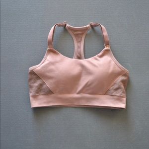 Auden | Nursing Yoga Bra Blush Pink w Black Pinstripe Sz S